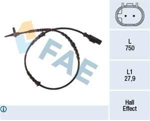 ABS-givare, Sensor, hjulvarvtal, Bakaxel, FIAT PANDA, PANDA Skåp/halvkombi, 51713211, 51791153