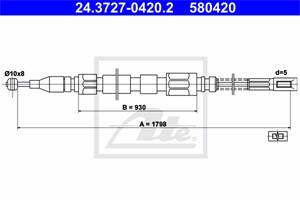 Vajer, parkeringsbroms, Bak, MERCEDES-BENZ T1 Buss [602, B601], T1 Flak/chassi [601, B602], T1 Skåp [601, 611, B602], 601 420 11 85, A 6