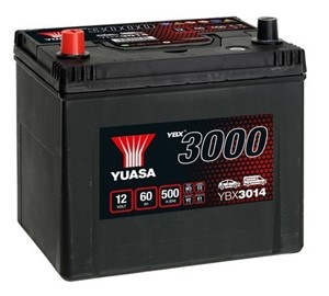 Yuasa Batteri 12V 60Ah 500A, CHEVROLET,DAEWOO,DODGE,HONDA,HUMMER,KIA,MAZDA,MITSUBISHI,NISSAN,PROTON,SAAB,SSANGYONG,SUBARU,TOYOTA, 28800