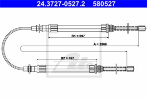 Vajer, parkeringsbroms, Bak, CITROËN,FIAT,PEUGEOT, 4450938, 4834 76, ZF 04 450 938
