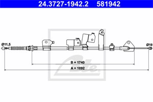 Vajer, parkeringsbroms, Vänster bak, TOYOTA AURIS, AURIS Kombi, AURIS Skåp/halvkombi, AURIS VAN Skåp/halvkombi, 46430-02121