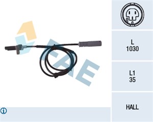 ABS-givare, Sensor, hjulvarvtal, Bakaxel, BMW 7 [E38], 34 52 1 182 077, ALS-461