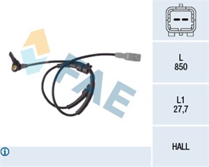 ABS-givare, Sensor, hjulvarvtal, framaxel höger, CITROËN C8, FIAT ULYSSE, LANCIA PHEDRA, PEUGEOT 807, 1493883080, 4545 95, 4545.95