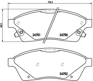 Bromsbeläggsats, Framaxel, CADILLAC SRX, SAAB 9-4X, 20887798, 20983942