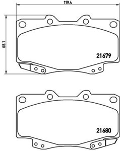 Bromsbeläggsats, Framaxel, TOYOTA FORTUNER, HILUX Flak/chassi, HILUX Pick-up VII, 044650K020, 044650K140, 04465YZZDV
