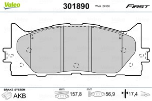 Bromsbeläggsats, Framaxel, LEXUS ES, RX, TOYOTA AURION, CAMRY Sedan, 04465-06100, 04465-07010, 04465-07020, 04465-33440, 04465-33450, 04