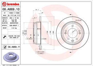 Bromsskiva, Bakaxel, HYUNDAI i30, i30 Kombi, ix35, ix35 Van, KIA CEE'D Halvkombi, CEE'D SW, PRO CEE'D, SPORTAGE III, 584111H100, 584111H