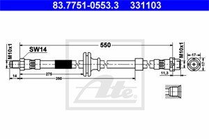 Bromsslang, Fram, BMW X3 [E83], 34 30 3 414 661