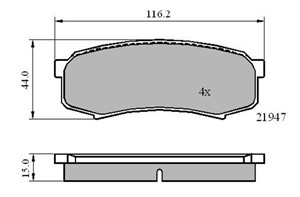 Bromsbeläggsats, Bakaxel, LEXUS,MITSUBISHI,TOYOTA, 0446660010, 0446660020, 0446660050, 0446660080, 0446660090, 0446660140, 04466YZZC8, 0