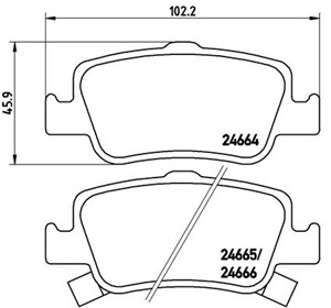 Bromsbeläggsats, Bakaxel, TOYOTA AURIS, AURIS Kombi, AURIS Skåp/halvkombi, AURIS VAN Skåp/halvkombi, COROLLA Sedan, 0446602170, 04466021