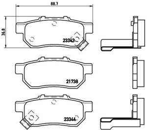 Bromsbeläggsats, Bakaxel, HONDA, 43022504E03, 43022S04E01, 43022S04E02, 43022S04E03, 43022SAAE51, 43022SAAJ51, 43022SO4E02, 43022SO4E03,