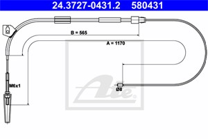 Vajer, parkeringsbroms, Fram, MERCEDES-BENZ A-KLASS [W168], 168 420 20 85, A 168 420 20 85