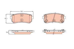 Bromsbeläggsats, Bakaxel, HYUNDAI CRETA, ix20, KONA, KONA Skåp/SUV, 58302-1KA30, 58302-M0A00, 58302-M0A10