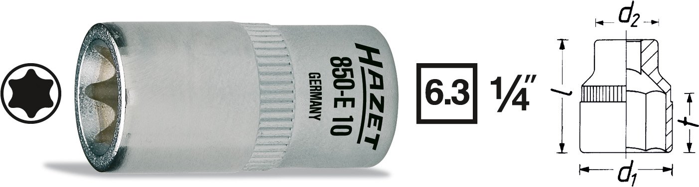 Hylsa 1/4" Torx E10