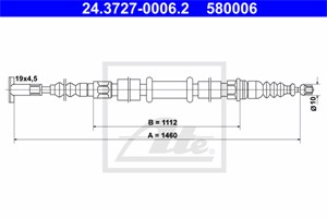 Vajer, parkeringsbroms, Höger bak, ALFA ROMEO 145, 146, 155, FIAT TEMPRA, TEMPRA S.W., TIPO, LANCIA DEDRA, DEDRA SW, DELTA II, 60577826,