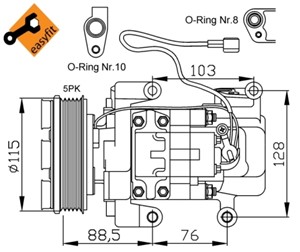 Kompressor, klimatanläggning, MAZDA 3, 3 Sedan, 5, 31 30 6 781 550, 31 35 6 768 084, CC2961450G, CC2961K00, CC2961K00A, CC2961K00B, CC29