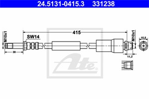 Bromsslang, Bakaxel, MERCEDES-BENZ,VW, 2E0 611 707 B, 906 428 03 35, A 906 428 03 35