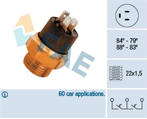 Temperaturswitch, kylarfläkt, ALFA ROMEO,CITROËN,PEUGEOT, 1264.16, 33 41 1 093 102 S2, 33 41 1 093 102, 33 41 1 093 725 S2, 33 41 1 093