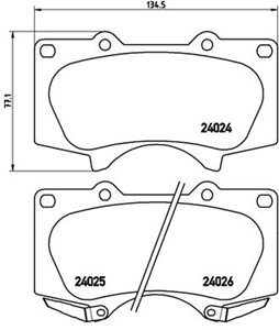 Bromsbeläggsats, Framaxel, LEXUS,TOYOTA, 0446504090, 044650K280, 044650K360, 044650K370, 044650K390, 0446535290, 0446560320