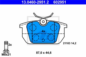 Bromsbeläggsats, Bakaxel, ALFA ROMEO,FIAT,LANCIA, 60777601, 9941669, 9942904, 9945496, 9945821, 9945822, 9945823, 9947007, 9950479, 9950
