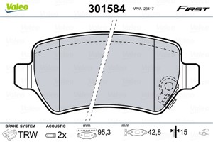 Bromsbeläggsats, Bakaxel, CHEVROLET,KIA,OPEL,VAUXHALL, 1605086, 1605122, 1605128, 1605967, 583021PA30, 58302-1PA30, 58302A2A30, 58302-A2