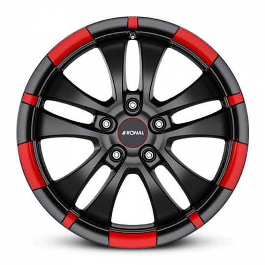 Ronal R59 Jet Black Matt Red Rim 7/16 4/108 ET25 B65.1