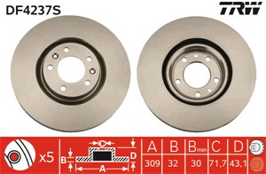 Bromsskiva, Framaxel, PEUGEOT 607, 4246 V5, 96 331 147 80