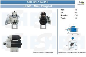 Startmotor, CITROËN,DS,MINI,PEUGEOT, 12417540897, 12417550017, 12417552105, 12417552697, 12417582309, 5802A, 5802AR, 5802EV, 5802M2, 754