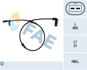 ABS-givare, Sensor, hjulvarvtal, Framaxel, MERCEDES-BENZ C-KLASS [W204], C-KLASS T-Model [S204], 204 540 01 17, A 204 540 01 17, ALS-186