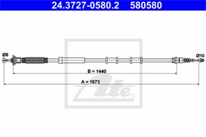 Vajer, parkeringsbroms, Höger bak, ABARTH,ALFA ROMEO,FIAT, 51871598, 51871599, 55700927, 55704103