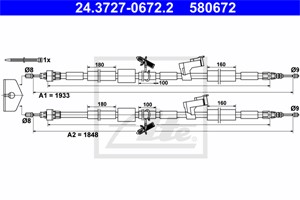 Vajer, parkeringsbroms, Bak, FORD FOCUS II, KUGA I, 1501658, 1508017, 1534267, 1540884, 8V41-2A603-AD