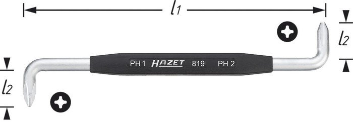 Vinkelskruvmejsel PH1+PH2