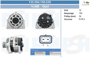Generator, CHEVROLET,OPEL,VAUXHALL, 12002235, 1202235, 1204654, 13500577, 13579666, 13595628