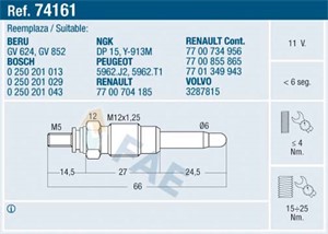 Glödstift, JEEP,RENAULT,VOLVO, 3287815, 5962.J2, 5962.OY, 5962.T1, 77 00 704 185, 77 00 734 956, 77 00 855 865, 77 00 856 238, 77 01 349