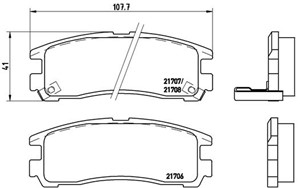 Bromsbeläggsats, Bakaxel, CHRYSLER,DODGE,HYUNDAI,MITSUBISHI, 4605A237, AY060MT008, MB407659, MB534653, MB699056, MB857335, MB857336, MB8