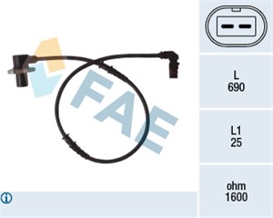 ABS-givare, Sensor, hjulvarvtal, framaxel vänster, MERCEDES-BENZ E-KLASS [W210], E-KLASS T-Model [S210], 210 540 90 08, A 210 540 90 08,