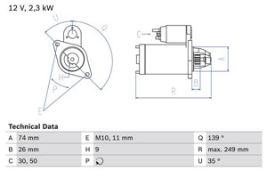 Startmotor, AUDI A8 D3, Q7, VW TOUAREG, 057 911 023 E, 057 911 023 EX