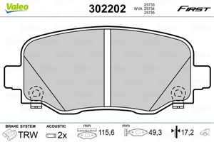 Bromsbeläggsats, Bakaxel, FIAT 500X, JEEP COMPASS, RENEGADE SUV, 77367145, 77367417, 77368077