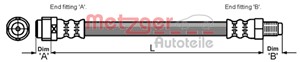 Bromsslang, Bakaxel höger, Bakaxel vänster, Höger bak, Vänster bak, MERCEDES-BENZ, 211 420 05 48, 211 420 06 48, 2114200548, 2114200648,