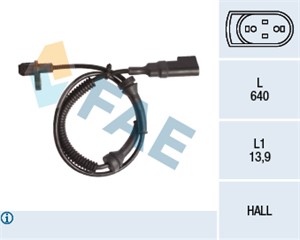 ABS-givare, Sensor, hjulvarvtal, Bakaxel, FORD TOURNEO CONNECT, TRANSIT CONNECT, 2T14-2B372-BD, 2T14-2B372-BE, 4370938, 4383361