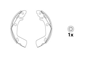 Bromsbackar, sats, Bakaxel, JEEP CHEROKEE, GRAND CHEROKEE I, WRANGLER II, 4796337, 5093390AA, 5093390AB, 5093390AC