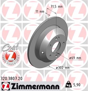 Bromsskiva, Bakaxel, HYUNDAI GRAND SANTA FÉ, SANTA FÉ III, KIA SORENTO II, 584112P000, 58411-2P000, 584112W010, 58411-2W010