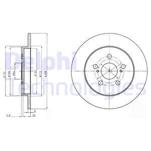 Bromsskiva, Bakaxel, LEXUS CT, SUBARU TREZIA, TOYOTA PRIUS, PRIUS PHV, VERSO S, 4243112310, 42431-12310