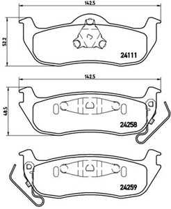 Bromsbeläggsats, Bakaxel, JEEP COMMANDER, COMMANDER VAN, GRAND CHEROKEE III, 05080871AA, 05080871AB, 5080871AA, 5080871AB, K05080871AA,