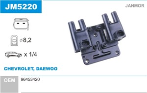Tändspole, CHEVROLET LACETTI, NUBIRA Kombi, NUBIRA Sedan, DAEWOO LACETTI Halvkombi, NUBIRA Sedan, NUBIRA Wagon, 96453420