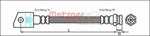 Bromsslang, Bakaxel, Mitt, OPEL FRONTERA A, FRONTERA A Sport, 562 307