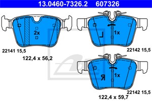 Bromsbeläggsats, Bakaxel, JAGUAR,LAND ROVER,VOLVO, 31445621, 31445622, 31471265, 31471266, 32233035, J9C 14009, LR061385, LR090707, LR09