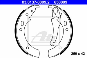 Bromsbackar, sats, Bakaxel, BMW 1500-2000 [115, 116, 118, 121], 3 [E21, E30], 5 [E12], 34 21 1 111 852, 34 21 1 112 961, 34 21 1 117 284