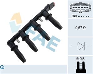 Tändspole, ALFA ROMEO,AUDI,FIAT,OPEL,SAAB,VAUXHALL,VW, 10458316, 1104082, 1208021, 31250-36240, 31250-36241, 31250-36242, 31250-36243, 3