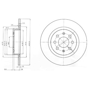 Bromsskiva, Bakaxel, ABARTH,FIAT,OPEL,VAUXHALL, 55700592, 55700593, 569097, 93167282, 95526493